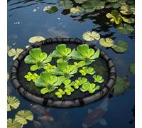 Floating Flora Fish Barrier,Island Planter for Ponds,Plant Protector Fine Mesh Floating Pond Corral with Lifting Ring,Black Round Floating Plant Ring Corral,Water Features Pond Decoration (60cm)