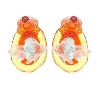 Floating Floral Earrings Smooth Resin Design Lightweight Comfortable Wear Party Jewelry Rose and Gold Fish Resin Earrings Exquisite Jewelry