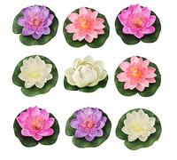 Floating Flowers for Ponds, 9 PCS Artificial Lotus Foam Flower,Floating Flowers, Fake Floating Pond Plants,Realistic Water Lily Pads,Artificial Flowers,Artificial Floating Pond Decoration for Garden