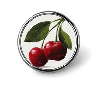 Floating Flowing Red Cherries Round Brooch for Men Women Fashion Badge Collar Pin Dress Jacket Backpack Accessories