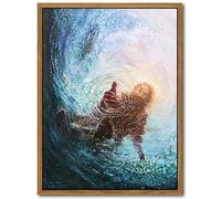 Floating Frame Jesus Christian Wall Art, Hand of God Canvas Paintings Posters Prints, Christ Religion Bible Jesus Salvation Wall Decor for Church Study Prayer Room Home Decoration 24x36 inch