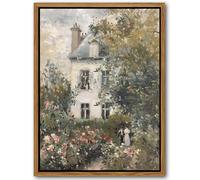 Floating Framed Canvas Vintage Wall Art, Neutral English Cottage Rose Garden Oil Paintings Print, Spring Pictures Wall Decor for Living Room Hallway Bedroom Office Rustic Decor 8x10 inch