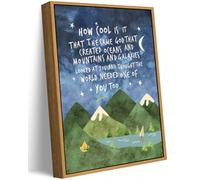 Floating Framed Same God Creation Canvas Wall Art, Nursery Watercolor Mountain Painting Picture Wall Decor, Christian Inspirational Quote Poster Print Artwork for Kids Bedroom Baby Room 16x24in