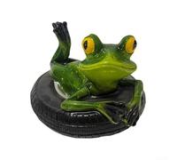 Floating Frog Resin Garden Ornament for Pond Courtyard Patio Decoration Indoor Outdoor Use Featuring Hand Painted Realistic Detail (The Tire Frog)