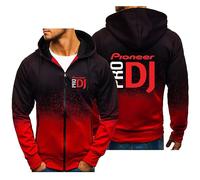 FLOATING Full Zip Up Hoodie PRO DJ, Hooded Sweatshirt Jackets, Comfortable Hooded Top for Adult Running-Red||XL