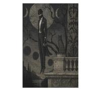 Floating Gentleman with Black Cat Jigsaw Puzzle 1000 Pieces in Wood