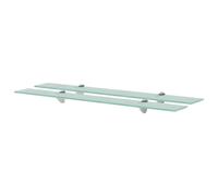 Floating Glass Shelf 2-Pack Clear 80x20 cm 8mm Tempered Glass Zinc Brackets Set
