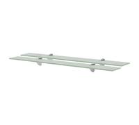 Floating glass shelf 2pcs Clear 80x10cm Tempered 8mm Zinc brackets Modern Walls
