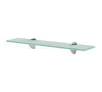 Floating glass shelf 50x20cm clear tempered 8mm zinc clips 10kg load bath