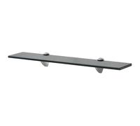 Floating glass shelf 60x10cm Black 8mm tempered safety glass 2pc Zinc brackets.
