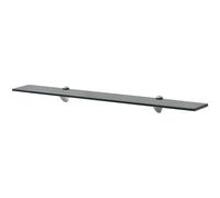 Floating Glass Shelf 80x20cm Clear Tempered 8mm Zinc Alloy Clips 2-Pack Bathroom