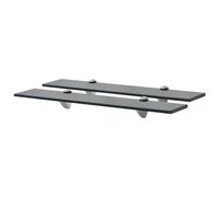 Floating Glass Shelf Black 60x10cm Tempered 8mm Zinc Brackets Load 10kg Set of 2