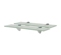 Floating Glass Shelf Clear 40x20cm 8mm Tempered w/ Zinc Clips 2pcs Load10kg Bath