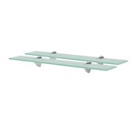 Floating Glass Shelf Clear 60x20cm 8mm Tempered Safety Glass Bathroom 10kg (2pc)
