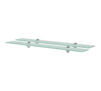 Floating Glass Shelf Clear 80x10cm 8mm Tempered Glass Zinc Clip Brackets 2pc set