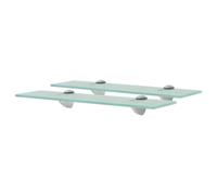 Floating Glass Shelf Clear Tempered 40x10cm 8mm Zinc Brackets Set of 2pcs Modern