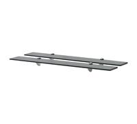 Floating Glass Shelf Set 2x 80x20cm Black Tempered 8mm Zinc Brackets 15kgLoadx2