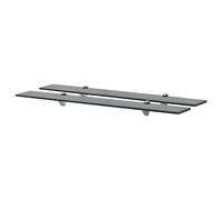 Floating Glass Shelf Set 2x 80x20cm Black Tempered 8mm Zinc Brackets 15kgLoadx2