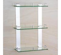 Floating Glass Shelves Triple Glass Rack WallMounted Bathroom Organizer Aluminum Glass Shelf for Toilet Kitchen Shower Silver 50cmStylish Storage Solution