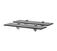 Floating Glass Wall Shelf 2pcs Clear 40x20cm 8mm Tempered w/ Zinc Brackets 10kg