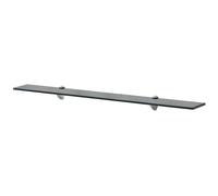 Floating Glass Wall Shelf 90x10cm Black Tempered 8mm Zinc Clip Brackets