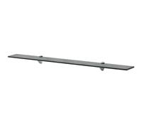 Floating Glass Wall Shelf Black 100x10cm 8mm Tempered Glass Zinc Brackets 10kg.