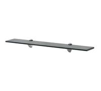 Floating Glass Wall Shelf Black 70x10cm Tempered 8mm Zinc Brackets Set of 2