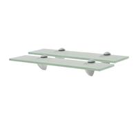 Floating Glass Wall Shelf Clear 40x10cm Tempered 8mm Zinc Brackets 2pc Bathroom