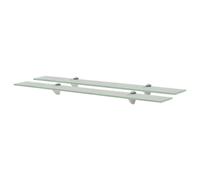 Floating Glass Wall Shelf Clear 80x20 cm 8mm Tempered Glass Zinc Clips 10kg Load