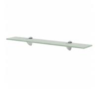 Floating Glass Wall Shelf Clear Tempered 8mm 60x20cm Zinc Clip Brackets Set of 2
