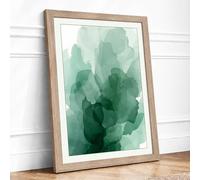 Floating Greens Minimalist Framed Wall Art Print A1 (84.1×59.4cm) Oak, Wall Decor for Living Room, Bedroom, Office & Home, Ready to Hang, Art Gift