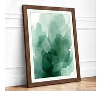 Floating Greens Minimalist Framed Wall Art Print A3 (42×29.7cm) Walnut, Wall Decor for Living Room, Bedroom, Office & Home, Ready to Hang, Art Gift