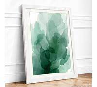 Floating Greens Minimalist Framed Wall Art Print A3 (42×29.7cm) White, Wall Decor for Living Room, Bedroom, Office & Home, Ready to Hang, Art Gift