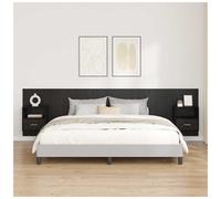 Floating Headboard with 2 Cabinets Black Oak Engineered Wood 297x32.5x80cm Wall
