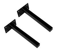 Floating Hidden T Metal Iron Square Tube Shelf Bracket,Home Kitchen Living Room Office Decorative Shelf Supports,Corner Wall Shelving Brackets,Black,with Hardware,2pcs (500mm/19.7i