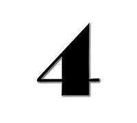 Floating House Number 4 | Broadway Series | Modern Designer Door Numbers | Acrylic House Number Signs, Colour:Black, Size:20cm / 7.9'' / 200mm