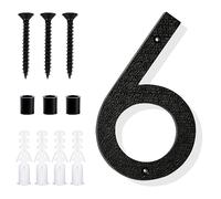 Floating House Numbers, 8 Inch Large Black Door Numbers Easy Mount Address Numbers Modern House Numbers for Address Mailbox House Outside (Number 6)