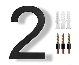 Floating House Numbers Sign, 8 Inch Modern Floating House Numbers Large Metal Black Shadow Address Garage Gate Plaque Street Numerals- 2