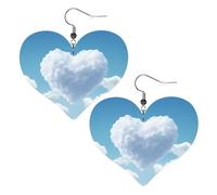 Floating in the Sky Leather Earrings for Women Heart Earring Lightweight Dangle Drop Earring Set Jewelry Gift