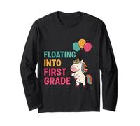 Floating Into First Grade Unicorn - Cute Back to School Long Sleeve T-Shirt