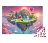 Floating Island Fantasy 1000 Piece Puzzles Beautiful View Floating Island Waterfall Decoration Puzzle Educational Game for Men And Women Challenging Jigsaw Jigsaw Puzzles 38x26cm/1000pcs