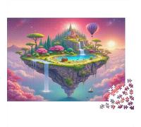 Floating Island Fantasy 1000 Pieces Jigsaw Puzzles Sky Waterfall Scene Cardboard for People Who Love Quiet Time Wall Decor 70x50cm/1000pcs