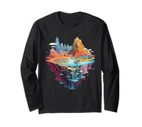 Floating Island Fantasy Mountain Landscape Artwork Long Sleeve T-Shirt