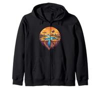 Floating Island Fantasy Space Scene Zip Hoodie