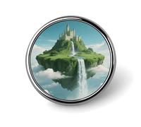 Floating Island Flowers of The Ice Lake Enamel Lapel Pins - Round Cute Badge Brooches, Unisex for Clothing, Hats, Bags & Backpacks