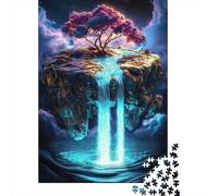 Floating Island Waterfall 1000 Piece Jigsaw Puzzle for Adults Paper Puzzle Game Dreamy Blue Decor Relaxation Gift 70x50cm/1000pcs