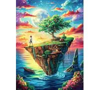 Floating Island with A Magical Tree 1000 Piece Jigsaw Puzzle for All Ages Scenery Science Fiction Thanksgiving Gift Idea Family Time Durable Cardboard Home Decor Accent 1000 PCS