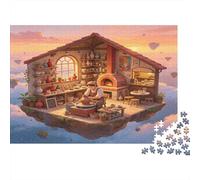Floating Italian Bakery 1000 Piece Jigsaw Puzzle Paper for Adults Dreamy Kitchen Scene Focus Improvement Relaxing Home Decor 52x38cm/1000pcs