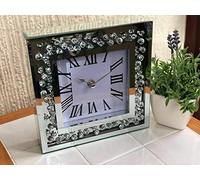 Floating Jewel Diamante Wall Clock Elegant Luxury Diamond Crystal Mirror Roman Wall Clock For Home Office Living Room Bedroom Decoration-40X40cm silver