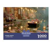 Floating Lanterns Scenic Boat 1000 Piece Jigsaw Puzzle Paper for Adults Night View Decor 70x50cm/1000pcs